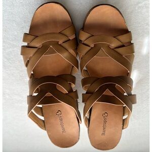 BareTraps Bonnita Tan Brown Wedge Slide Sandal 7